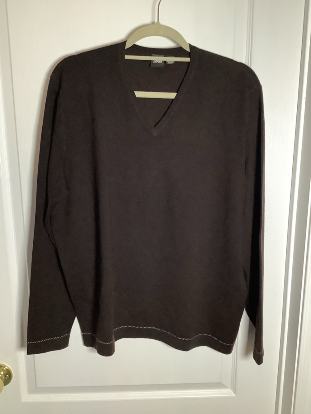 Hugo Boss virgin wool V-Neck Brown Sweater
